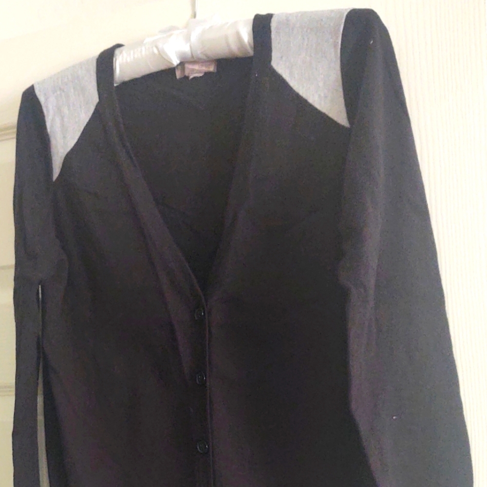 Lovely Black And Grey Cardigan Sweater New